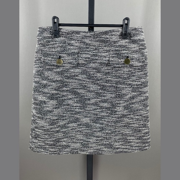 NEW Loft Skirt Womens 8 petite black white woven straight classic - Picture 1 of 7